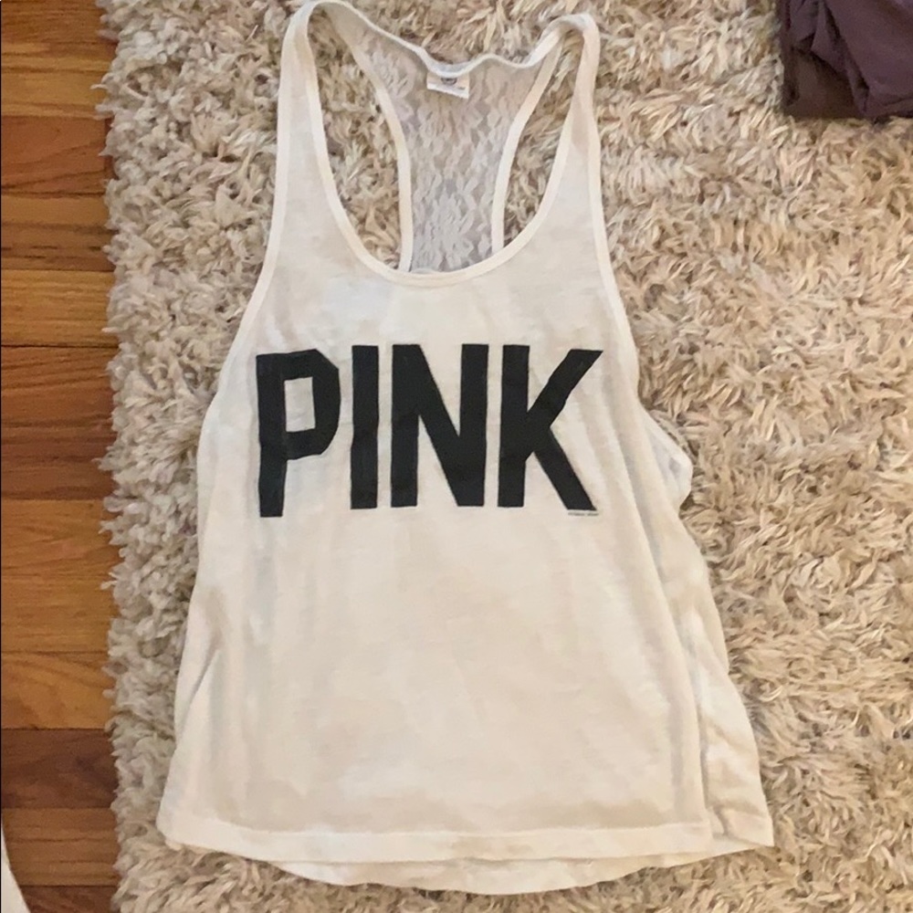 PINK white tank top